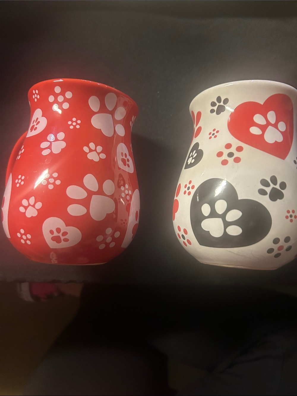 Temp-Tations Red Ceramic Mug with White Paw Accents